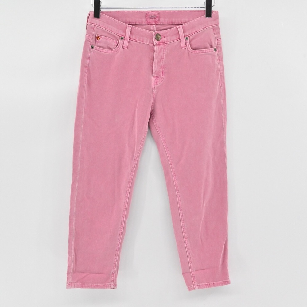 HUDSON Womens Dax Cropped Boyfriend Jeans Size 24 Pink Stretch Comfy Retro USA